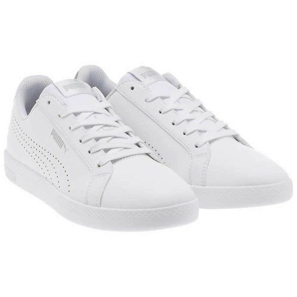 WOMENS PUMA SMASH WHITE/SILVER SIZE 8